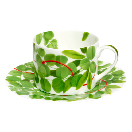 Fil Rouge Foglie - tea/coffee cup & saucer