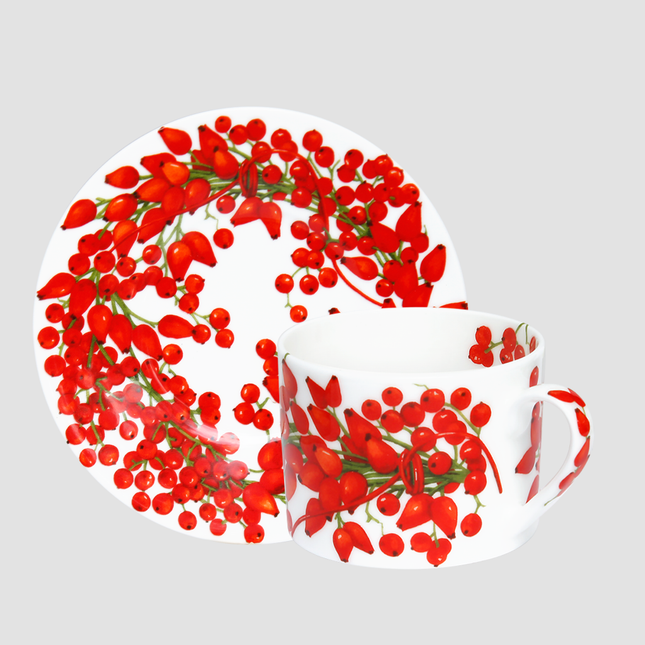 Fil Rouge Bacche - tea/coffee cup & saucer
