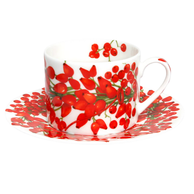 Fil Rouge Bacche - tea/coffee cup & saucer