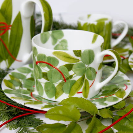 Fil Rouge Foglie - tea/coffee cup & saucer