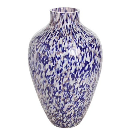 Purple & blue & ivory olla vase 33 cm