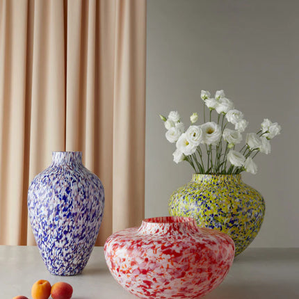Purple & blue & ivory olla vase 33 cm