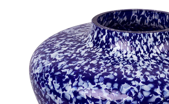Blue & ivory olla vase 19 cm