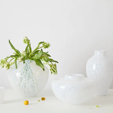 Opaline white olla vase 19 cm