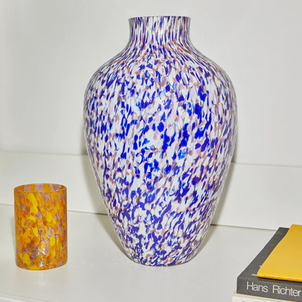 Purple & blue & ivory olla vase 33 cm