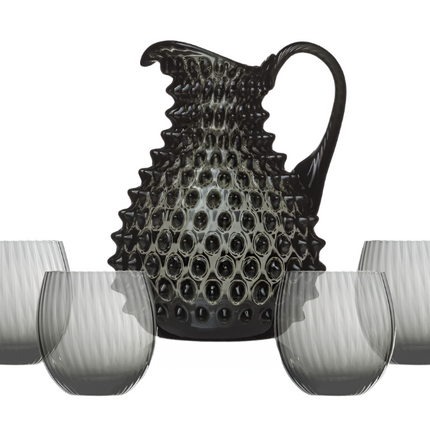 Tethys set of 4 glasses and jug in smoke grey