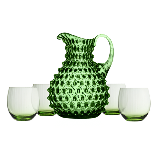 Tethys set of 4 glasses and jug in light green