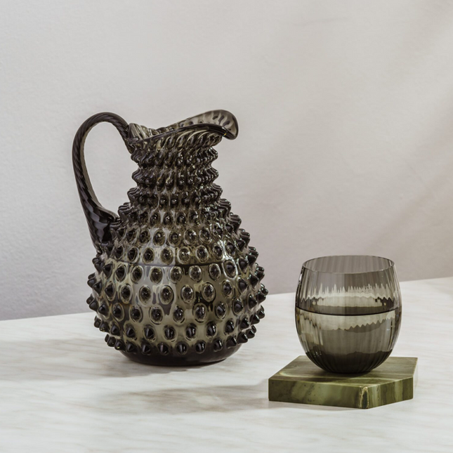 Tethys set of 4 glasses and jug in smoke grey