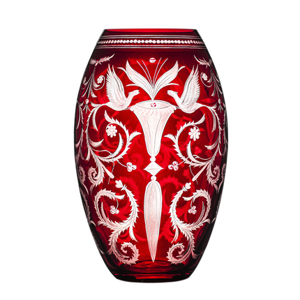 Evpas garnet hand-engraved crystal vase 30 cm