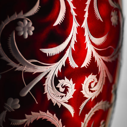 Evpas garnet hand-engraved crystal vase 30 cm