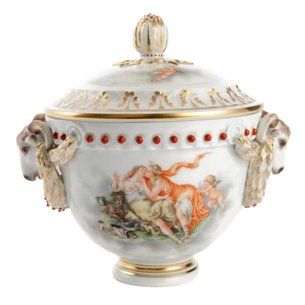 MEISSEN Goblet with rams' heads - Michel Victor Acier, limited edt.