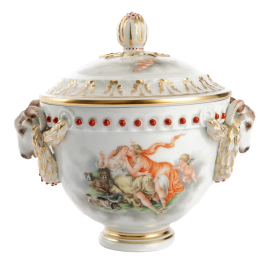 MEISSEN Goblet with rams' heads - Michel Victor Acier, limited edt.