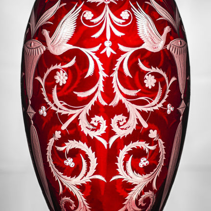 Evpas garnet hand-engraved crystal vase 30 cm