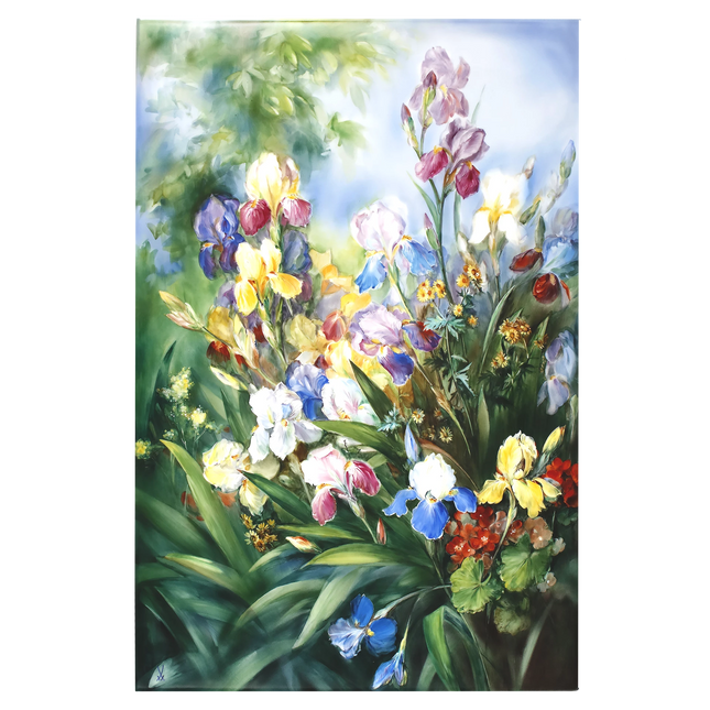 MEISSEN Wall painting irises - Horst Bretschneider, limited edt.