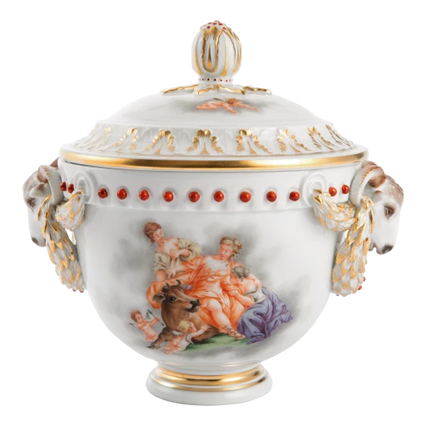 MEISSEN Goblet with rams' heads - Michel Victor Acier, limited edt.