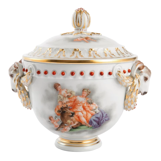 MEISSEN Goblet with rams' heads - Michel Victor Acier, limited edt.