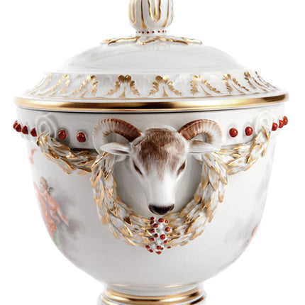 MEISSEN Goblet with rams' heads - Michel Victor Acier, limited edt.